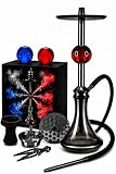 Adina Hookah Xlite Shisha 70cm Komplett-Set I Einzigartiger Kugel Blow-Off I Edelstahl & Epoxidharz I Glas Bowl I 2 x Blow-Off Kugeln, Steinkopf mit Kaminaufsatz, Silikonschlauch, Mundstück, Zange, I