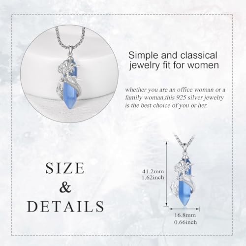 Collier sirène argent 925 anti-allergie avec pendentif cristal - 5