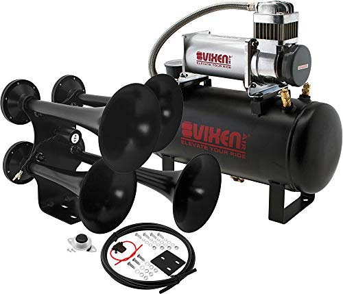 Vixen Horns Train Horn Kit for Trucks Car Semi. Complete Onboard System- 150psi Air Compressor, 2 Gallon Tank, 4 Trumpets. Super Loud dB. Fits Vehicles Like Pickup Jeep RV SUV 12v VXO8560 4318B