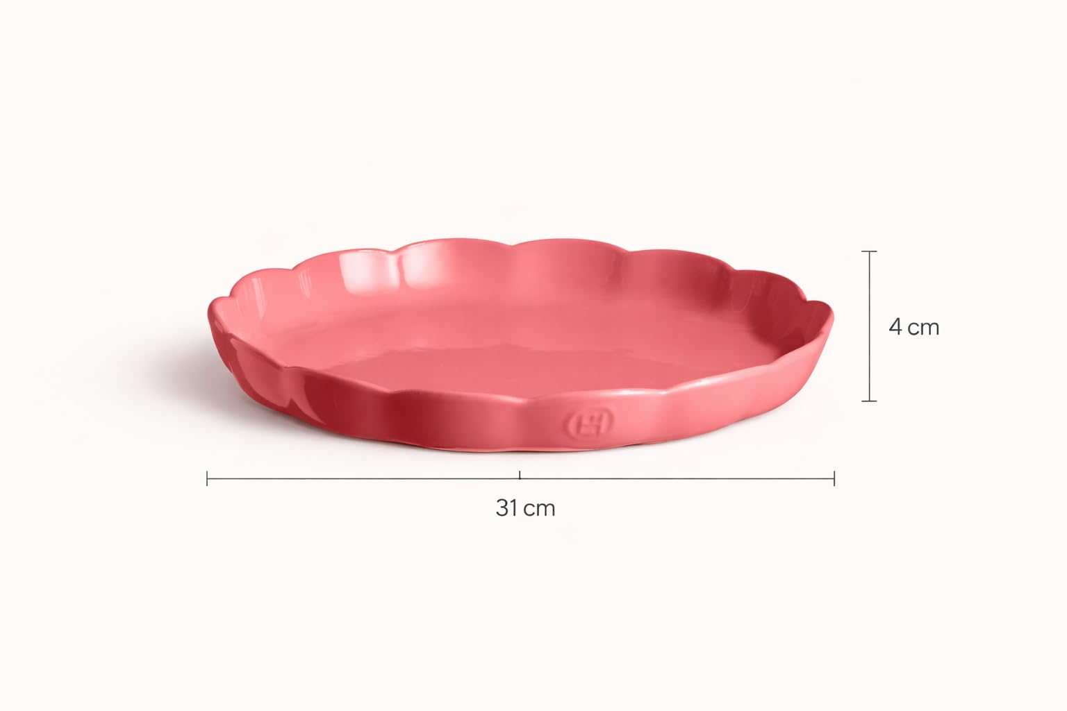 Emile Henry Plat à Tarte Ø 31 cm – Céramique Haute Résistance – Cuisson Homogène et Tarte Dorée à Cœur – Coloris Rose Candy – Fabriqué en France