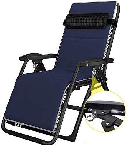 Chaise longue pliante bleu avec appuie-tête amovible pour le jardin et camping