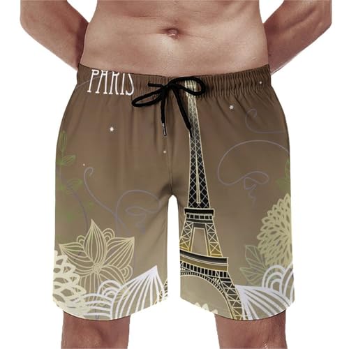 Short de bain homme Tour Eiffel maillot de bain à séchage rapide pour la plage