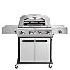 Cuisinart Propel 4 Burner 3 in 1 Gas Grill Stainless Steel Versatile Grill Griddle and Pizza Oven with Pizza Stone Convertible to Natural Gas Side Burner and Integrated Storage Perfect for BBQs