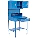 Global Industrial Sloped Shop Desk with Pigeonhole Compartments, Pegboard & Cabinet Riser, 300 Lbs Capacity, 34-1/2