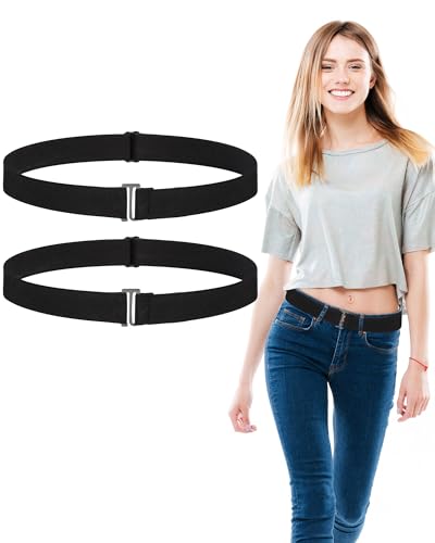 Image of SATINIOR 2 /3 /4 Pack Women Elastic Stretch Belt Invisible Sweater Shirt Tuck Band with Flat Buckle for Jeans Pants