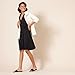 Amazon Essentials Women's Short Sleeve Faux-Wrap Dress, Black, Medium