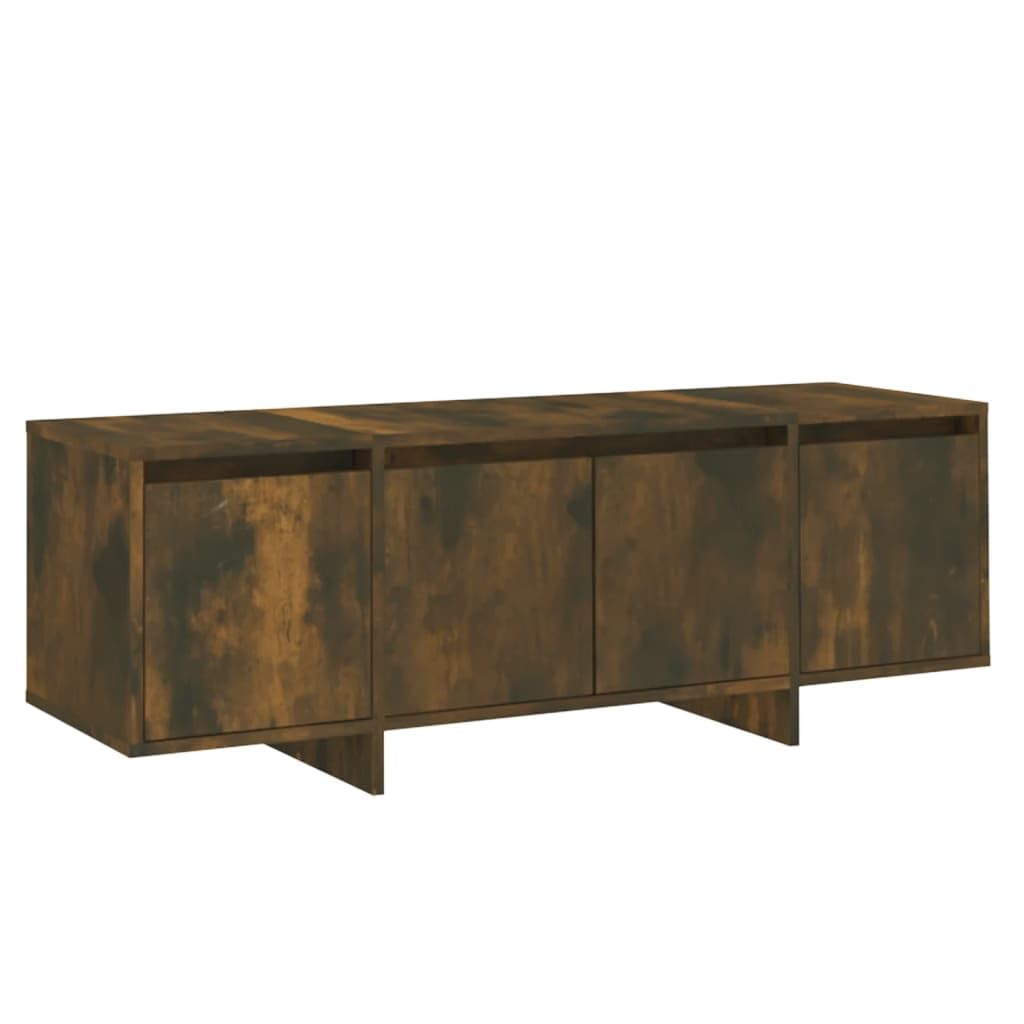 Hothingwell TV-Möbel, Eiche, Rauchgrau, 120 x 30 x 40,5 cm, Holz | 4 Türen, Aufbewahrung für DVD-Konsole, Spiele, Zeitschriften, leicht zu reinigen, feuchtes Tuch, stabile Konstruktion