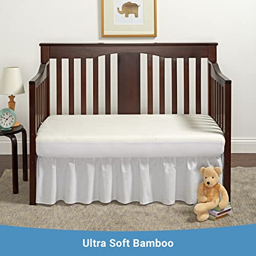 Image of Bamboo Crib Mattress Protector by Pure Bamboo, Waterproof - Breathable, Noiseless Mattress Cover Pad Protects Against Moisture & Stains - Fits 52x28x6 inch Mattress