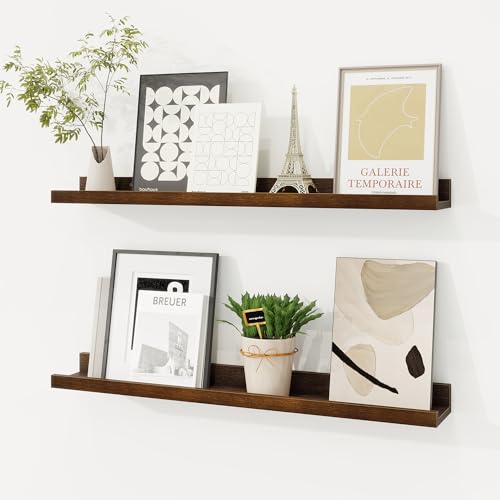 Picture Ledge Shelf, Solid Pine Wood Floating Shelves Set of