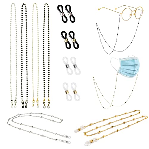 FCXQG Brillenkette Gold Sonnenbrillen Kette Gold Sonnenbrille Kette Brillenkette Silber Brillenkette Damen x6 Geeignet für Damen Mädchen Männer Jungen Einkaufen Gehen zur Schule Gehen Spielen