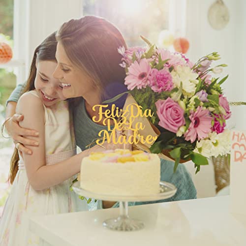 Feliz Dia De Las Madres Cake Decoration - Golden Glitter Feliz Dia De Las Madres Cake Topper, Mother's Day Party Decoration Supplies, Mother Feliz Cumpleaños Party Cake Decoration #TOP4