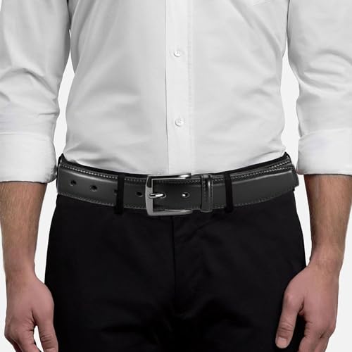 Image of DOOPAI Mens Dress Belt - Genuine Leather Dress Belts For Men,Casual Suit Jeans Belt-Single Prong Buckle black belt