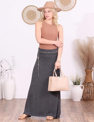 Image of Popana Long Maxi Skirt for Women, Flowy Long Skirts for Women | High Waisted Soft Trendy Rayon, Sundress Convertible Skirt, Long Length Bodycon Maxi Skirt, Petite and Plus Size