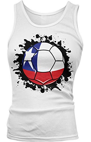 Amdesco Junior's Chile Soccer Ball, Chilean Flag, Team Chile Tank Top, White Medium Amdesco Junior's Chile Soccer Ball, Chilean Flag, Team Chile Tank Top, White Medium