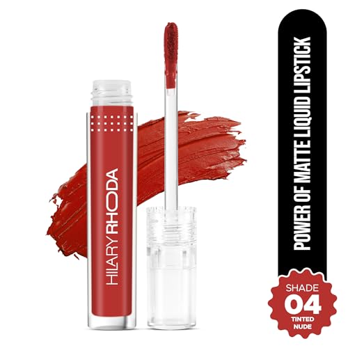 Image of Hilary Rhoda Power Of Matte Liquid Lipstick | Buildable Colour | Long Lasting & Matte Finish | Lightweight & Non-Drying Formula | Smudge Proof & Non-Transferable | 3ml (Tinted Nude - Shade 04)