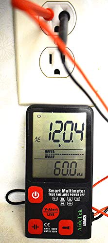 Aidetek Mini Smart Auto Detect Tested Parameters/Range 9999 Counts Trms Multimeter Adms9 Tester Voltmeter Ohm Resistance Capacitance Ncv Continuity Diode Hz Test Bar Beep Flashlight + 2 Extra Battery #TOP6