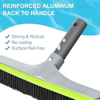Sepetrel Upgraded Pool Brush Head for Cleaning Pool Walls,Heavy Duty Inground/Above Ground Aluminum Swimming Pool Scrub Brushes with Curved Ends & Premium Strong Bristle