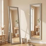HOMCOM Ganzkörperspiegel Standspiegel Rahmen Holzoptik, 157 x 37 cm Grau ...