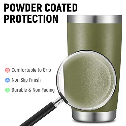 Comooo 20Oz Double Wall Vacuum Insulated Travel Mug, Stainless Steel Tumbler With Lid And Straw Durable Powder Coated Insulated Coffee Cup For Cold & Hot Drinks (Army Green，12 Pack） #TOP3