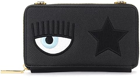 CHIARA FERRAGNI COLLECTION PORTAFOGLIO MINIBAG EYESTAR 71SB5PO2ZS139 IN ECOPELLE COLORE NERO CON TRACOLLA E LOGO CUCITO