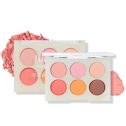 Timipoo 6 colores paleta de rubor mate, tez natural de larga duración rubor facial, paleta de colorete resaltador, rubor de belleza facial profesional