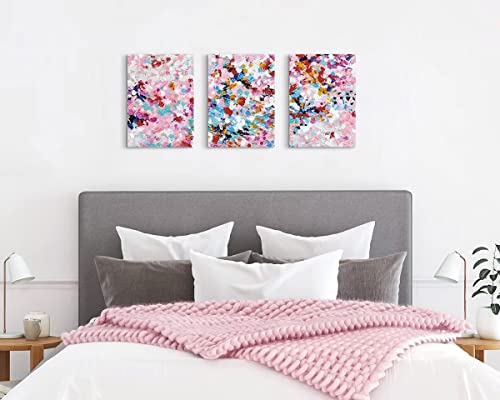 Canvas Wall Art Pink Painting Abstract Paintings Floral Pictures For Bedroom Wall Decor Framed For Living Room Office 12"X16"X3 #TOP1