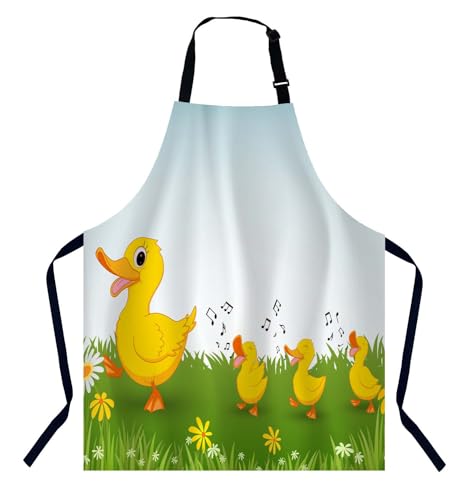 BGBDEIA Happy Duck Apron Adjustable Neck Bib Apron for Men Women,Suitable for Kitchen Cooking Waitress Chef Apron