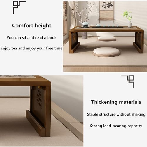Table pliante rectangulaire en bois massif noyer : table de sol style chabudai - 8