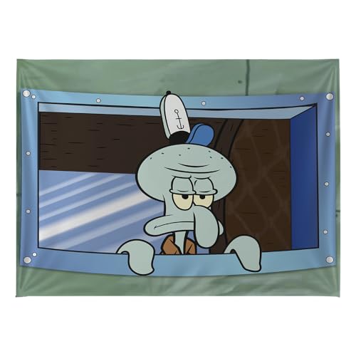 POP Creations Squidward Large Tapestry 60x 48 Funny Wall Hanging Flag for Bedroom Cool Meme Poster Aesthetic Banner Decor for Dorms
