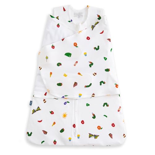 Image of HALO Eric Carle 100% Cotton Sleepsack Swaddle, 3-Way Adjustable Swaddle Blanket, TOG 1.5, Hungry Caterpillar Feast, Small, 3-6 Months