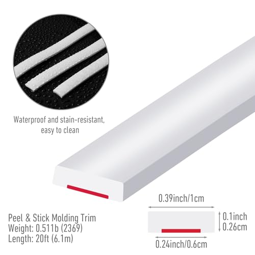 5m x 10mm Zierleisten Selbstklebend Weiß Flexible Zierleiste Deckenleisten Abziehen und Aufkleben Flexibel für Eckdekoration Leiste Dekorative für DIY, Spiegelrand, Wand, Risse