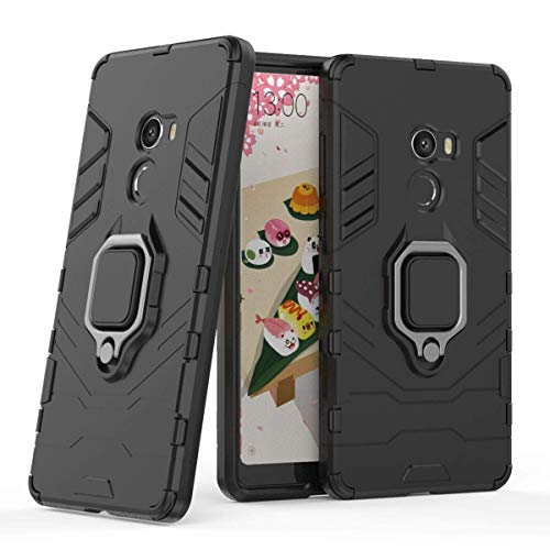 LuluMain Compatibile con Xiaomi Mi Mix 2 Cover, Custodia Armor Anello Cavalletto (Funziona con Il Supporto Magnetico per Auto) Case Paraurti per Xiaomi Mi Mix2 (Nero)