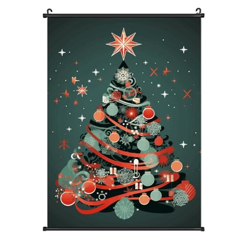 Poster sapin de Noël toile 40,6 x 61 cm suspension murale amovible facile