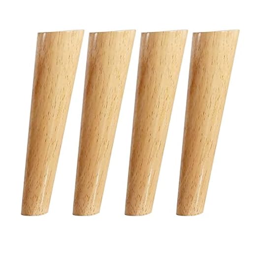 4st Möbelben, Träbordsben, Soffaben, Skrå konformade ben, med monteringsplatta och skruvar & Halkskyddsmattor för soffbordsstol Teskåp Höjd 8 Cm-60cm, Träfärg (12cm/4.7in)