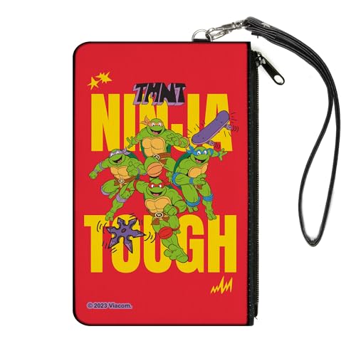 Buckle-Down Nickelodeon Zip Around Wallet, Ninja Turtles Ninja Tough Group Pose Red Yellow, Canvas