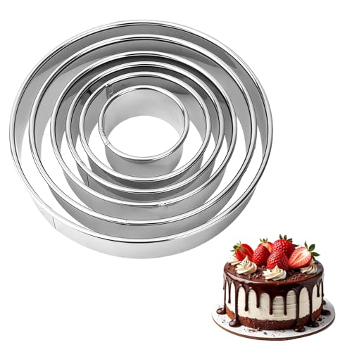 6 Pcs Circle Cookie Cutter Set- 2/3/3.5/4/ 5/6 Inch,Round Cookie Cutter Set,Circle Cutter,Large Cookie Cutters Stainless Steel Circle Cookies Cutters-Variety Pack,Biscuit Cutters for Baking
