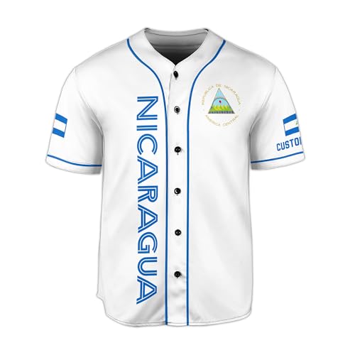 Personalized Nicaragua Baseball Jersey, Nicaragua Jersey Men, Nicaragua Soccer, Nicaragua Jersey Baseball miniatura 4