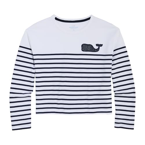 vineyard vines Girls' Long Sleeve Boxy Whale Patch Tee