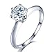 Skcess Bague Anneau Femme Argent Sterling, Bague Fiancaille Femme Or Blanc Classique 6 Griffes Zircone Bague de Fiançailles Femme Taille 59