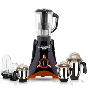 SilentPowerSunmeet VDBMA21 600Watts Mixer Juicer Grinder with 6 Jars (1 Juicer Jar, 2 Bullets Jar, 1 Liquid Blending Jar, 1 Dry Grinding Jar and 1 Chutney Jar) - Black