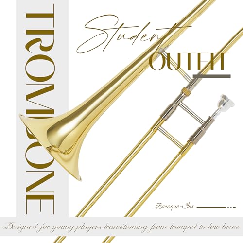 AKLOT Classic Bb Alto Trombone: Entry-Level B Flat Brass Instruments with Hand-Hammered Bell, Anti-Tarnish Gold Lacquer Finish, Ideal for Beginner, Includes Hard Case, Mouthpiece, Gloves, Cloth by AKLOT - Image 2