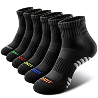 Bigant Kids Ankle Socks Cushioned Athletic Quarter Socks for Boys Girls Youth School Sports Seamless Toe Arch Support 6 Pairs (Black,Medium)