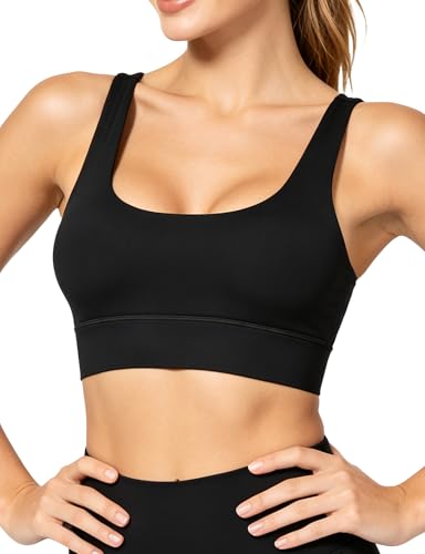 Image of Sports Bras for Women, Light Support Push Up Sport Bra Workout Built in Bra Scoop Neck U Back Yoga Sports Bra