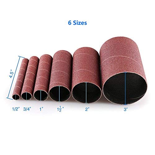 LotFancy – Mangas de lixamento giratórias de óxido de alumínio, pacote com 18(3 de 1,27 cm, 1,9 cm,