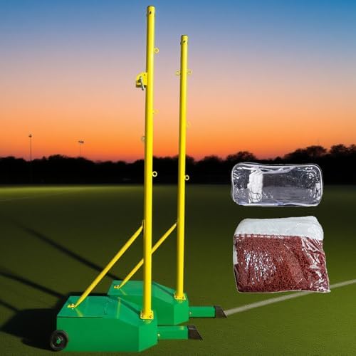 Heavy Duty Volleyball and Badminton Net Set - 5ft Adjustable Practice Net with Movable Poles and Stable Base for Indoor/Outdoor Use - Ideal for School, Garden, and Stadium