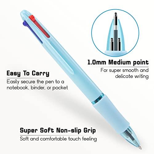 Drawdart Multicolor Pen In One, Ballpoint Pen 4-In-1 Multi Colored Pens, Retractable Ball Point Pen 1.0Mm Medium Point For Smooth Writing, Cute Pens For Office School Supplies, 4-Color Ink, 8-Count #TOP5