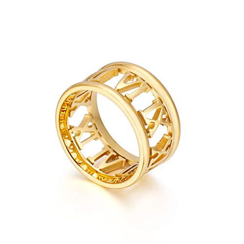 Cut Out Roman Numeral Ring Stainless Steel Openwork Jewelry Wedding Band Gifts for Women