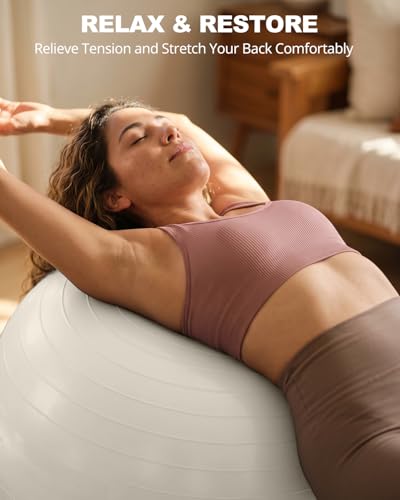 Image of Trideer Yoga Ball for Exercise, Pilates, Core & Balance Training, Stability Ball for Pregnancy & Birthing Prep, Physical Therapy, Daily Stretching, Office Chair for Active Sitting, Quick Pump Included