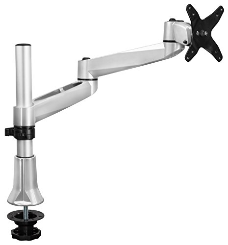 Mount-It! Single Monitor Desk Mount with Full Motion Arm | VESA 75 and 100 mm Compatible Computer Screen Bracket with Grommet Base, Silver -  MI-33111