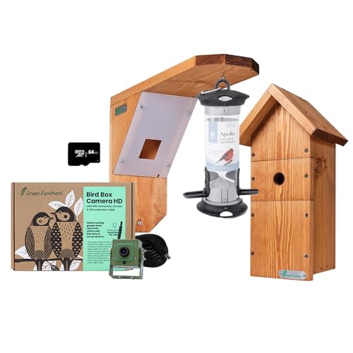 Green Feathers Bird Box and Bird Feeder Garden Wifi Camera Kit